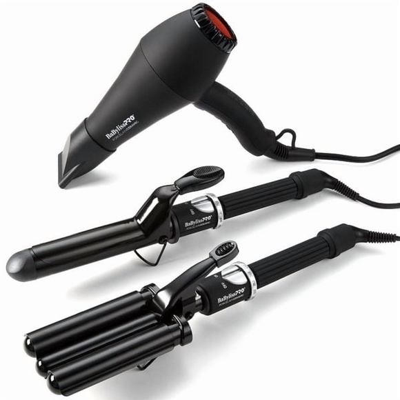 BaByliss Pro Porcelain Ceramic Set: Dryer, Triple Barrel Waver, Curling Iron - Picture 3 of 6